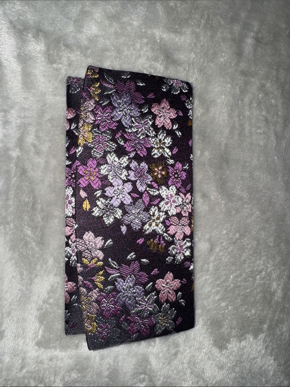 Floral Jacquard Black and Purple Wallet/ Money holder - Japanese